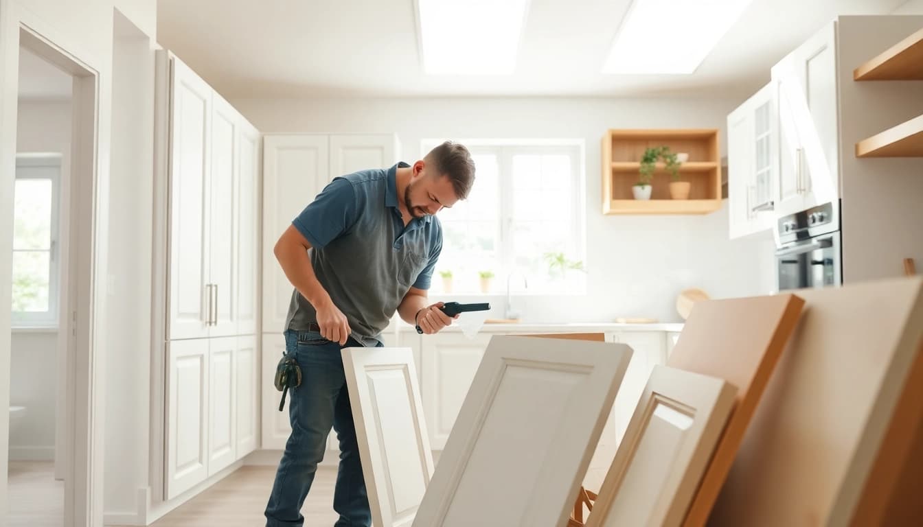 Cabinet Refacing Saint Petersburg FL showcasing skilled craftsmanship in a bright kitchen.