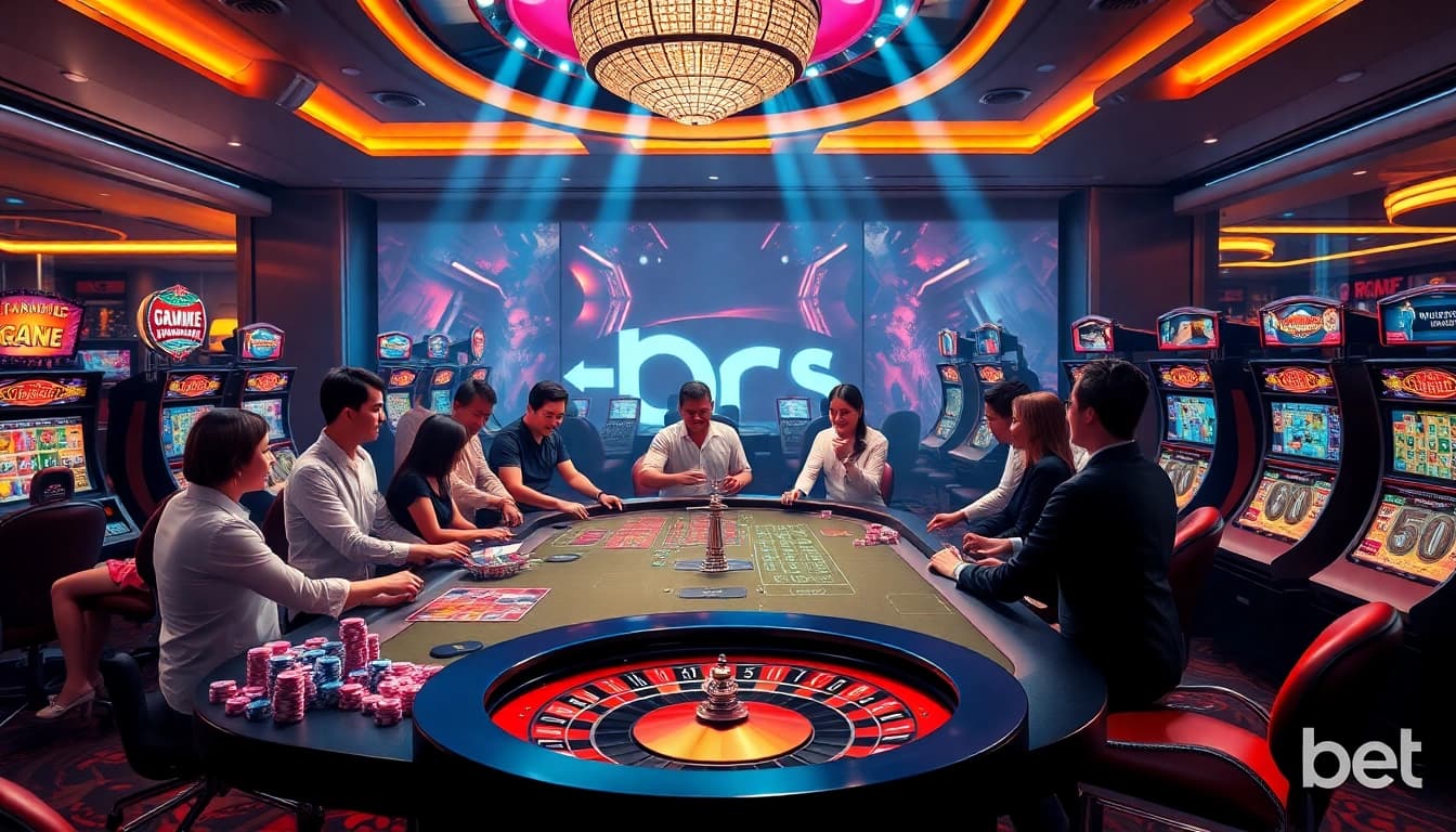 Players enjoying thrilling games at Shbet's vibrant casino tables.