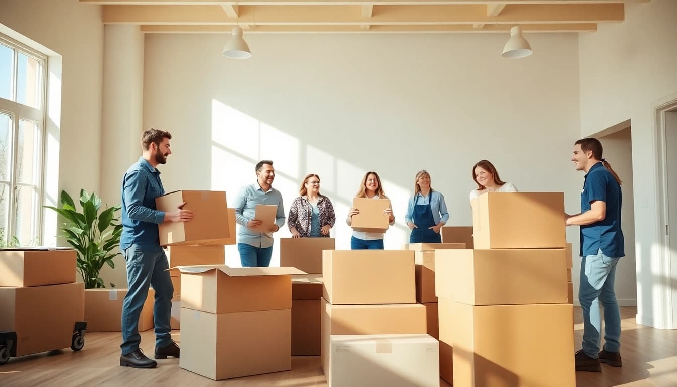 Family relocating with assistance from a Vancouver moving company in a bright, airy setting.