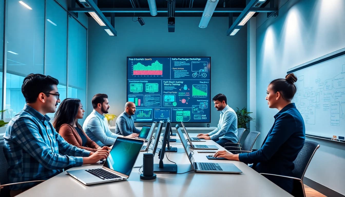 Data Breach Prevention Tampa: Cybersecurity team collaborating on data security solutions in a modern office.