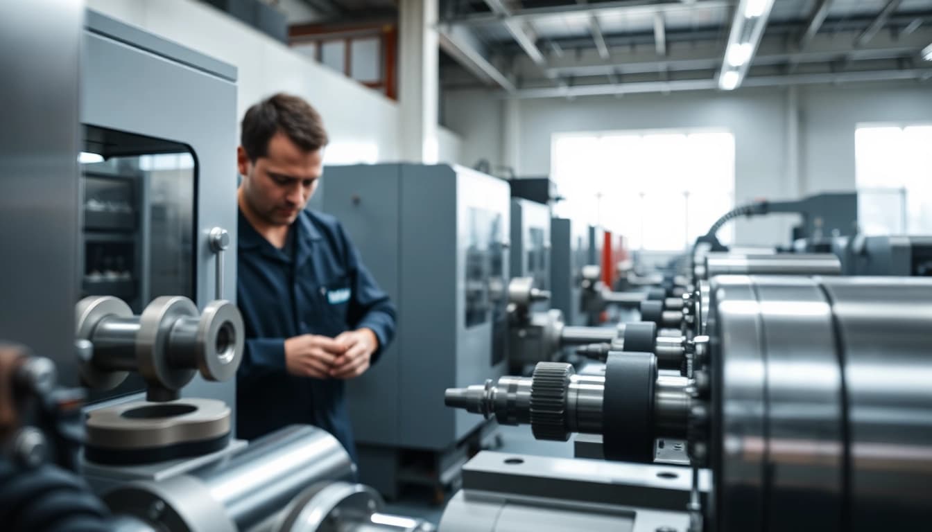 Custom part manufacturer producing high-precision components in a modern CNC workshop.