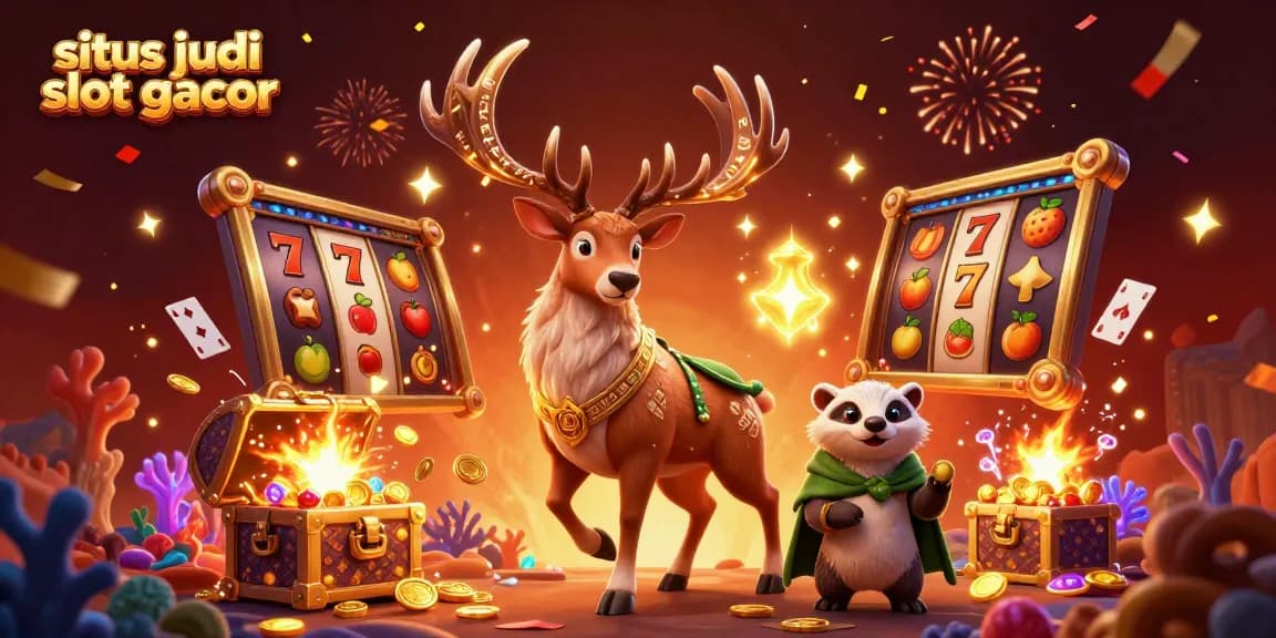 Experience excitement with situs judi slot gacor, featuring vivid slot reels, lucky symbols, and magical elements.