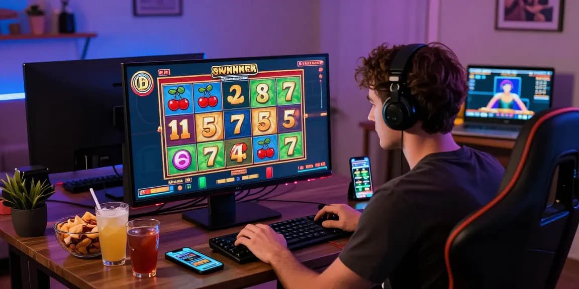Engaging online player enjoying slot games with vibrant visuals and immersive atmosphere.