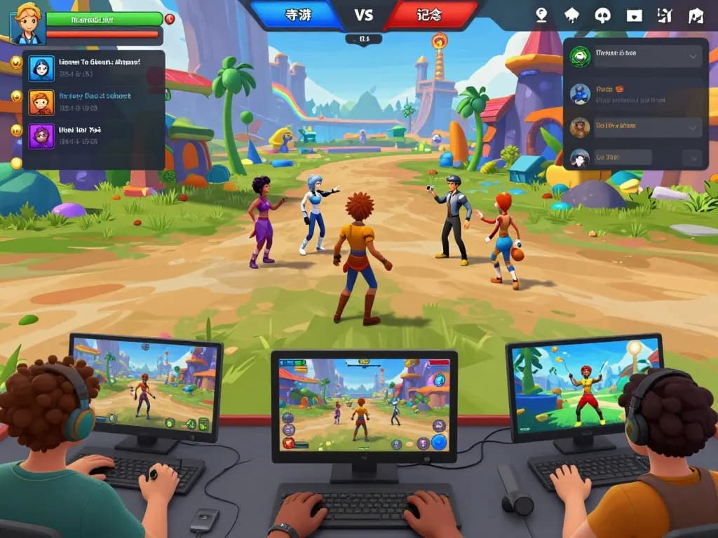 Playful avatars in colorful gaming world showcasing free sex games and interactive experiences.