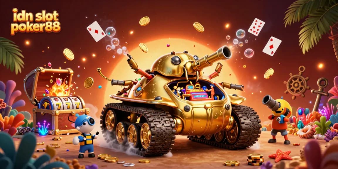 Experience the thrill of idn slot poker88 with vibrant casino action in an immersive 3D scene.