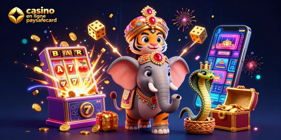 Jouer à un casino en ligne paysafecard avec un tigre maharaja et un éléphant enchanté.