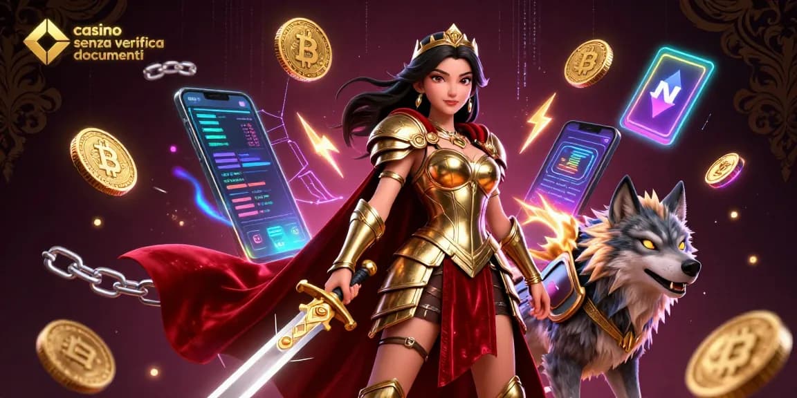 Partecipa a un gameplay entusiasmante nel casino senza verifica documenti con elementi crypto e una regina guerriera.