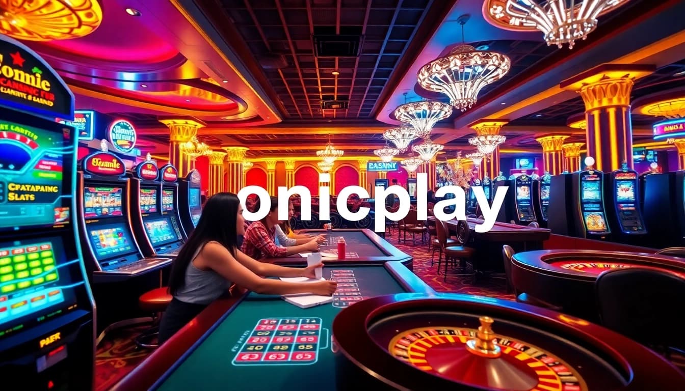 Experience the excitement of onicplay at a luxurious casino with vibrant gaming action.