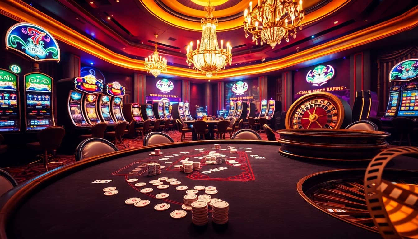 Enjoy the thrilling experience of rebahin film while playing high-stakes poker in an elegant casino.
