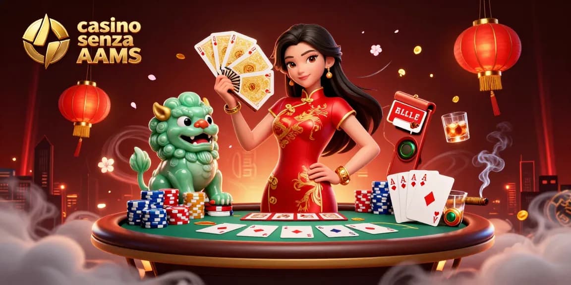Vivi l'emozione del casino senza AAMS con personaggi eleganti e elementi di gioco vibranti.