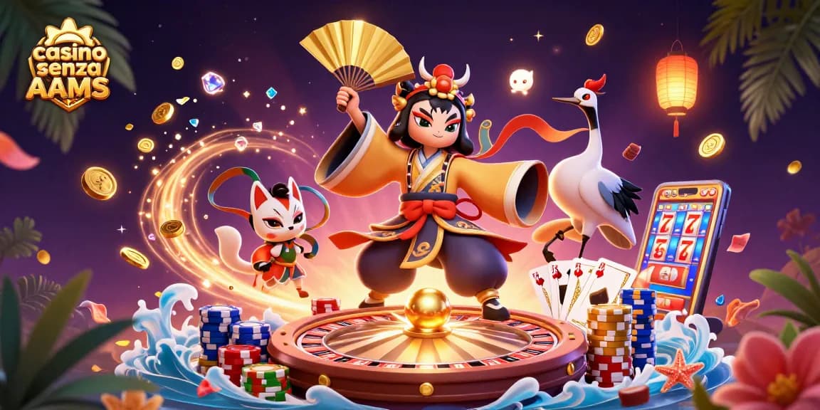 Scopri come vincere al casino senza AAMS con una scena epica che presenta personaggi magici ed elementi vibranti del casinò.