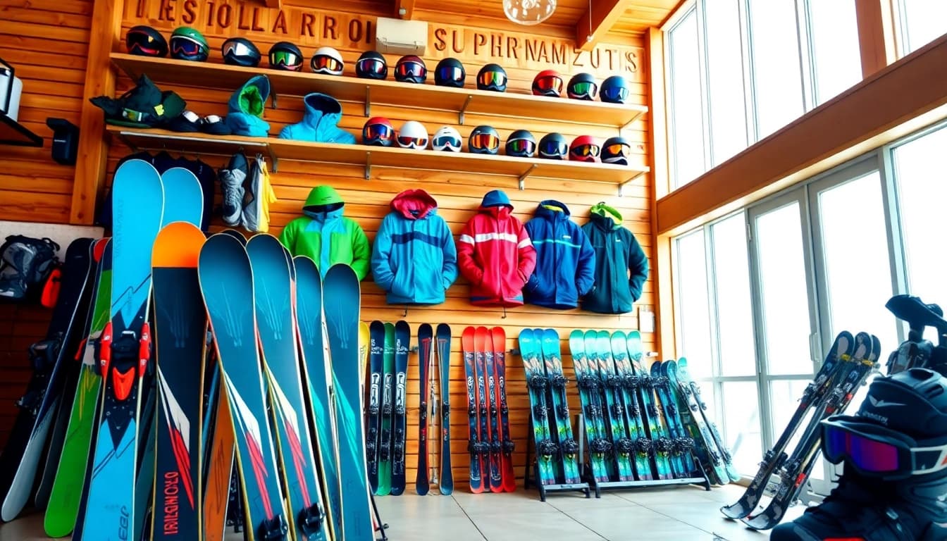 Ski shop Wellesley, MA with vibrant ski equipment and warm inviting atmosphere.