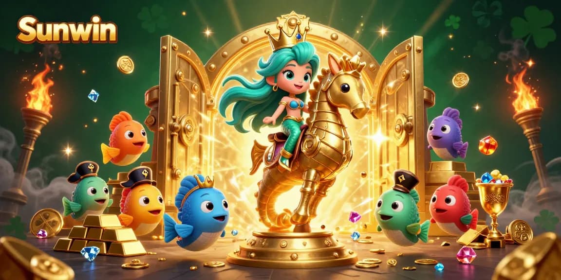 Engage in thrilling gameplay at Sunwin with a dynamic scene of treasures and adventures in a vibrant casino world.
