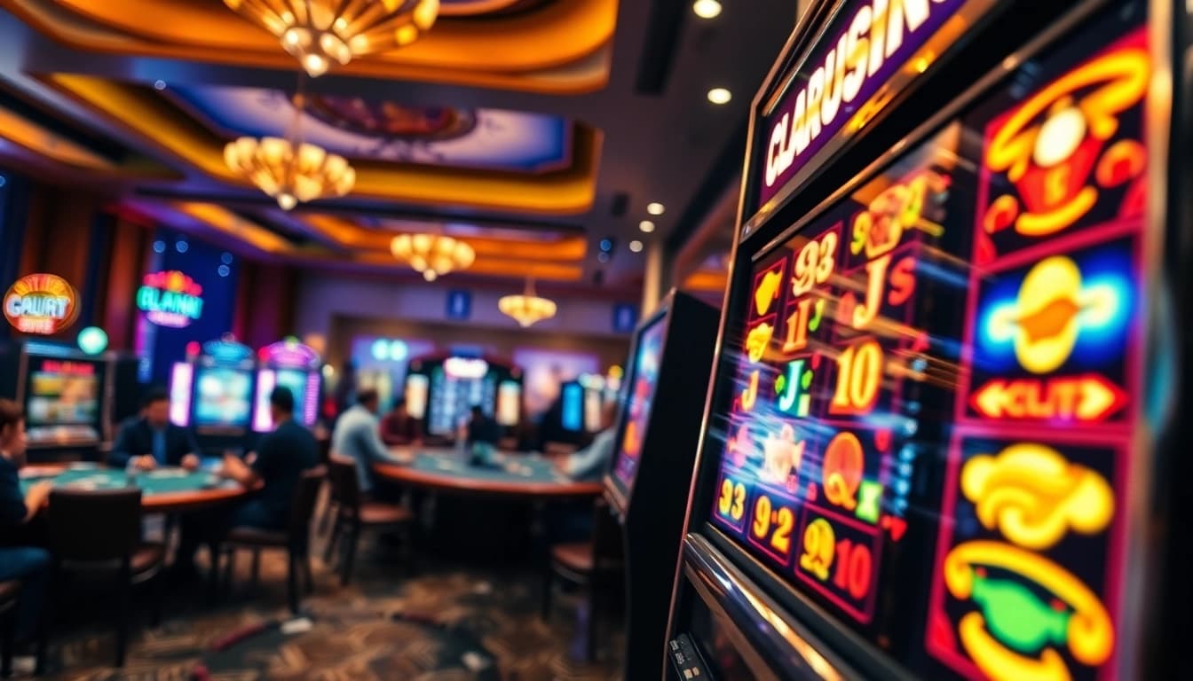 Menang besar di slot gacor hari ini dengan suasana kasino yang meriah dan slot mesin bercahaya.