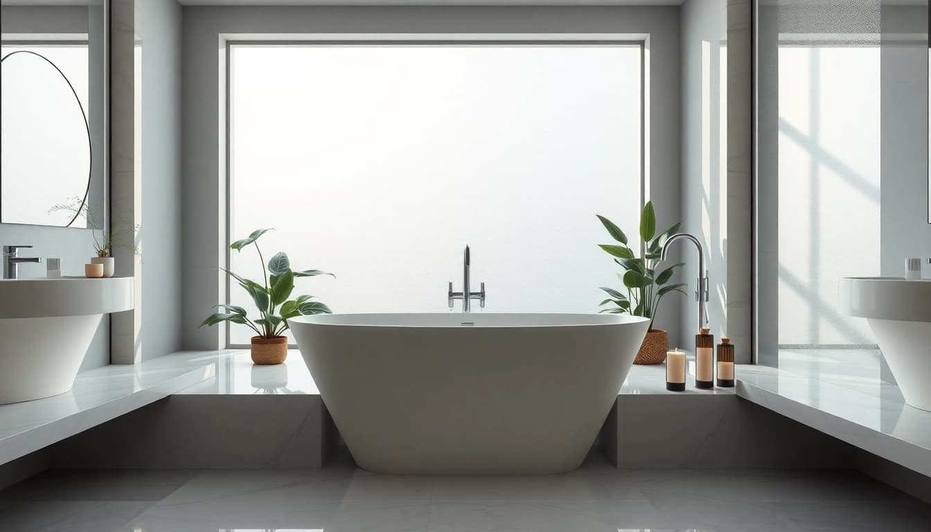 Enhance your elegant bathrooms with luxurious freestanding tubs and serene decor elements.