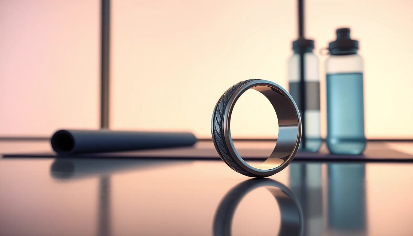 Showcase the Smart Health Ring highlighting its design and quality in a wellness setting.