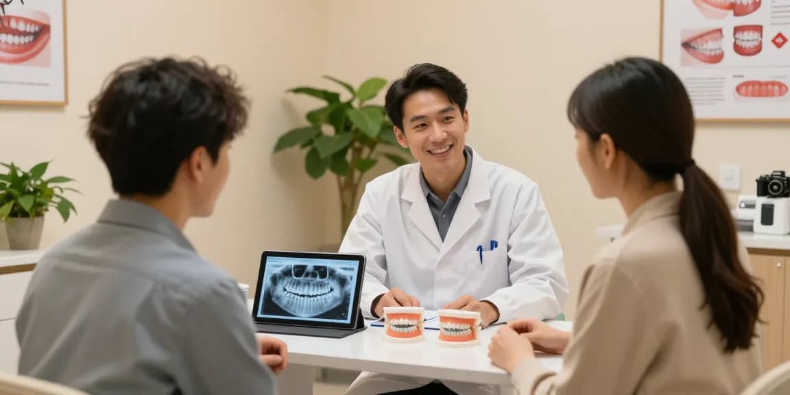 Patient discussing incognito braces with orthodontist in a modern office