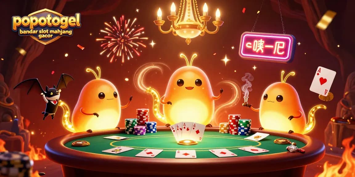 Experience the excitement with popotogel bandar slot mahjong gacor, featuring glowing characters lighting up the casino.