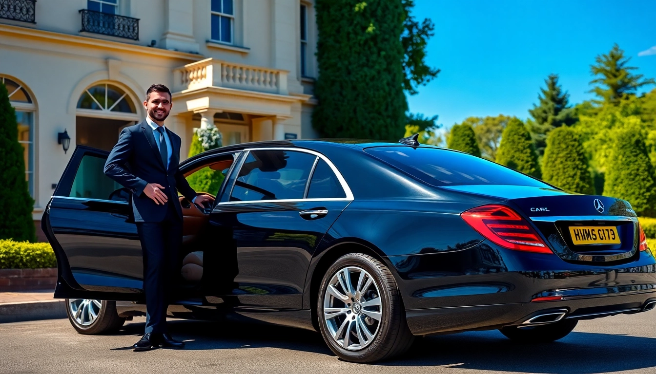 Chauffeur Services Nottingham provided by a professional chauffeur in front of a luxury car.