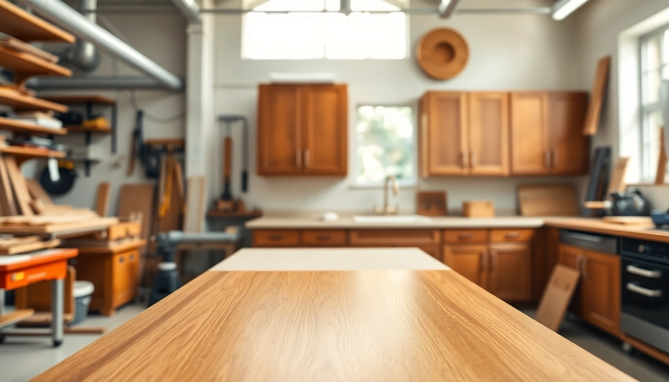 Enhance your kitchen with Cabinet Refacing Saint Petersburg FL, showcasing expertly finished cabinets in a workshop.