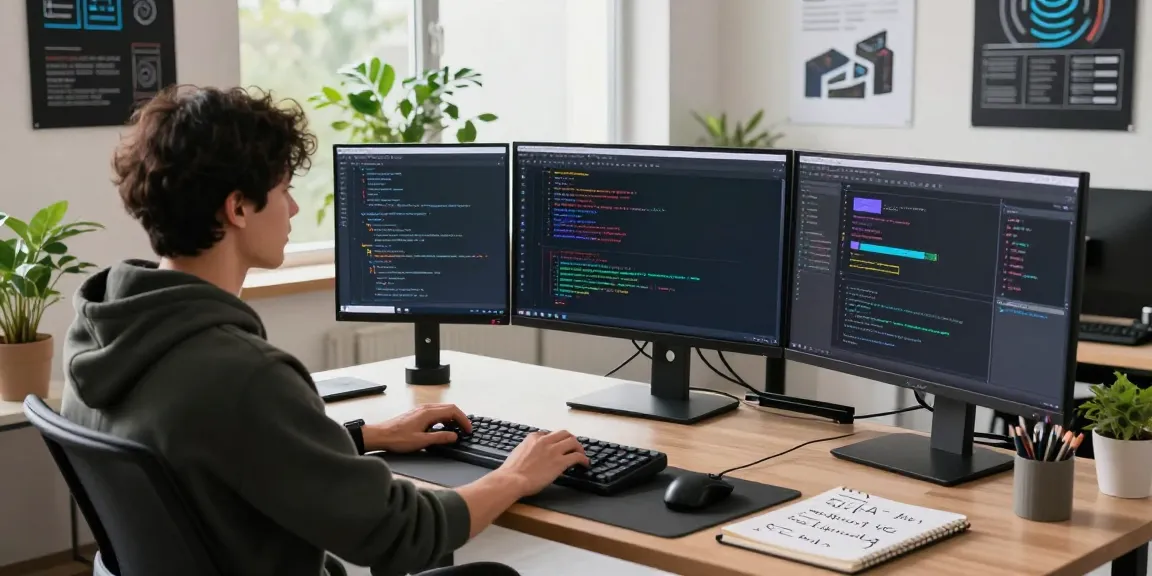 Kobold AI developer coding in a modern tech workspace with advanced AI models displayed.