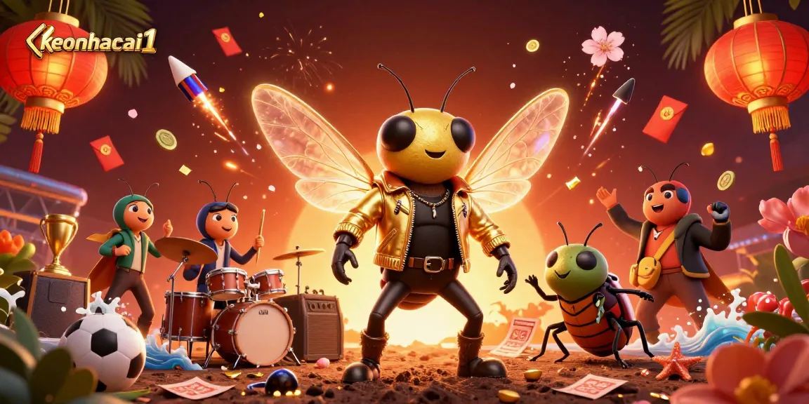 Engage with keonhacai1 in this vibrant 3D illustration featuring a rock star and sports elements.