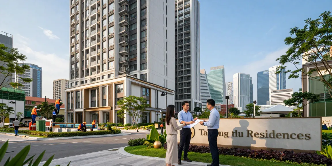 Tanjong Rhu Residences Price highlighted in the modern urban landscape with residents discussing community plans.