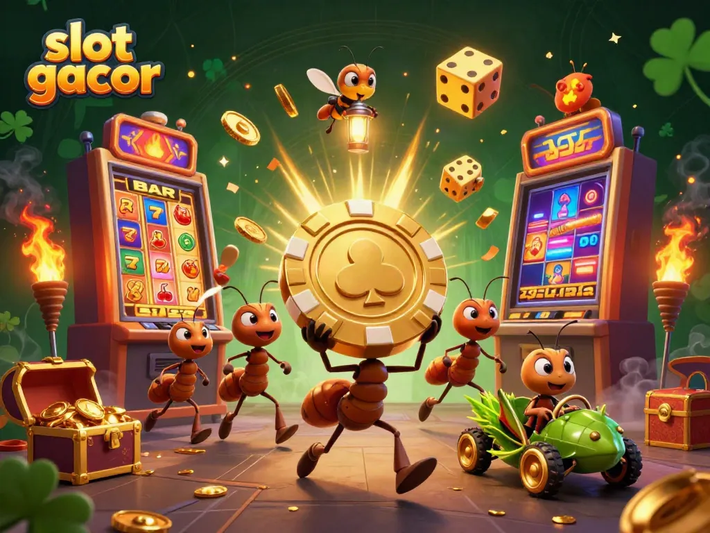 Menangkan slot gacor dengan tim semut 3D yang mencuri chip poker raksasa.