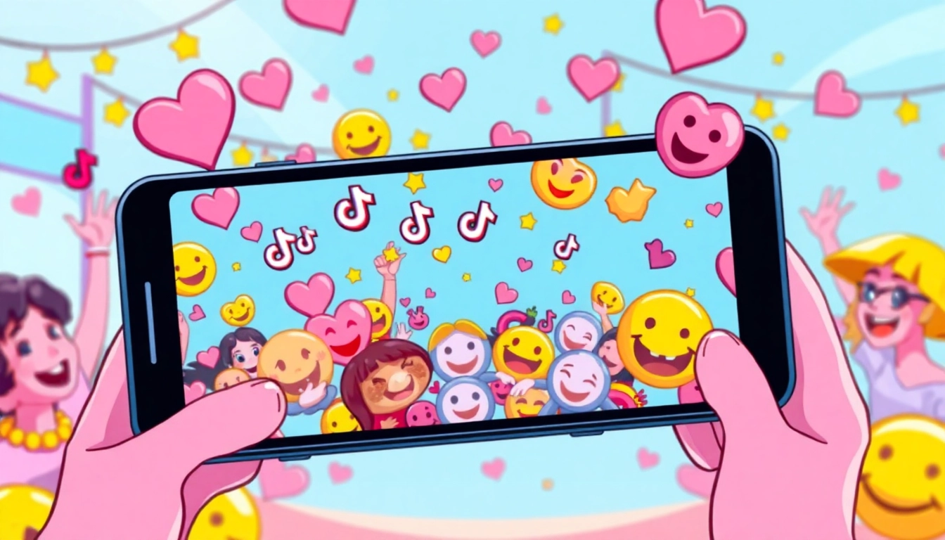 Engaging TikTok emojis captured in a dynamic smartphone illustration showcasing creativity.