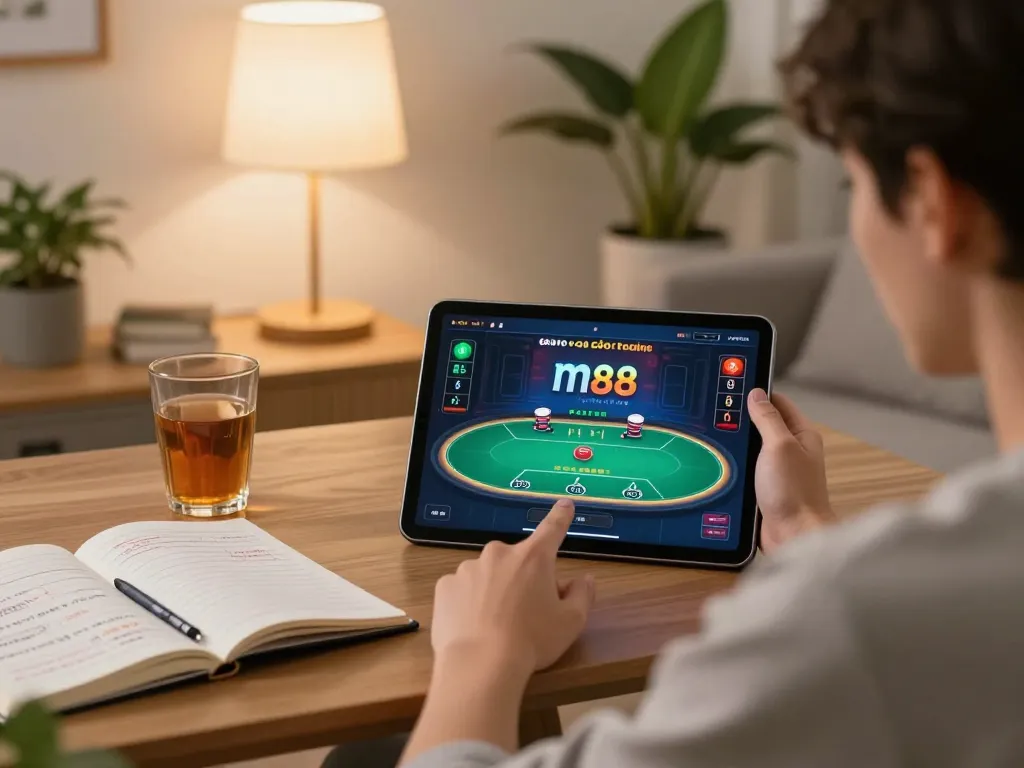 Tham gia m88 cá cược trực tuyến với trò chơi poker trên máy tính bảng trong không gian ấm cúng tại nhà.