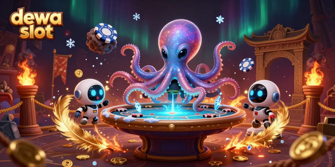 Mainkan dewa slot dengan alien dan robot di meja poker holografik yang dinamis.
