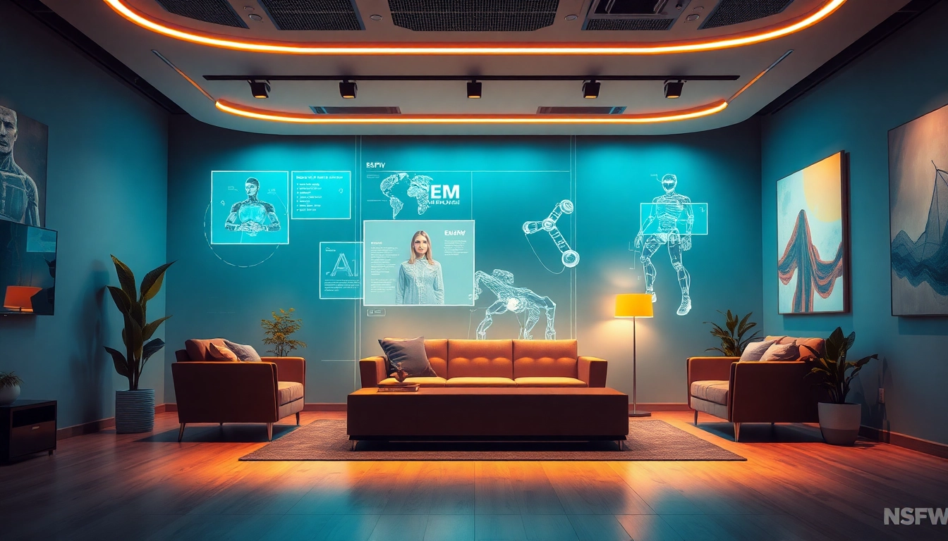Engaging digital workspace showcasing free nsfw ai chatbots in a futuristic setting.