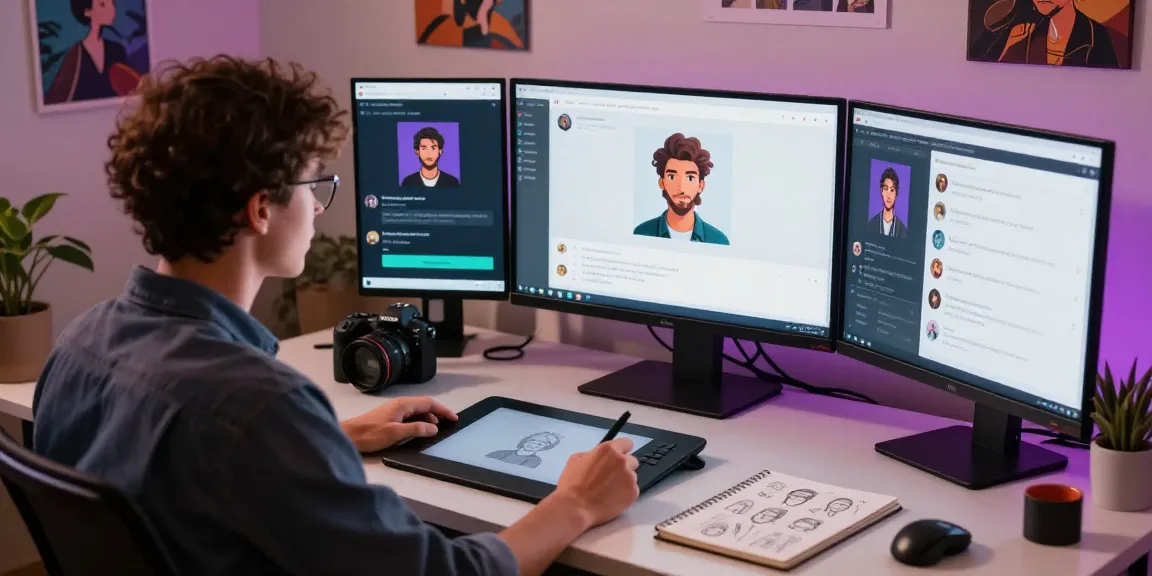 A creative workspace showcasing a user engaging with Tavern AI, customizing characters and enjoying immersive chat experiences in a modern tech environment.