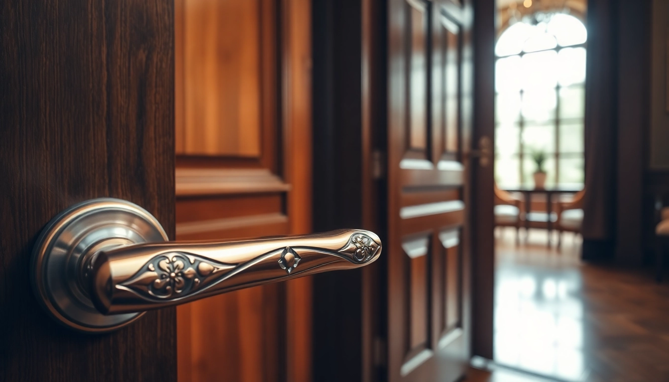Intricately designed door handle featured prominently, showcasing quality from Door Handle Suppliers.