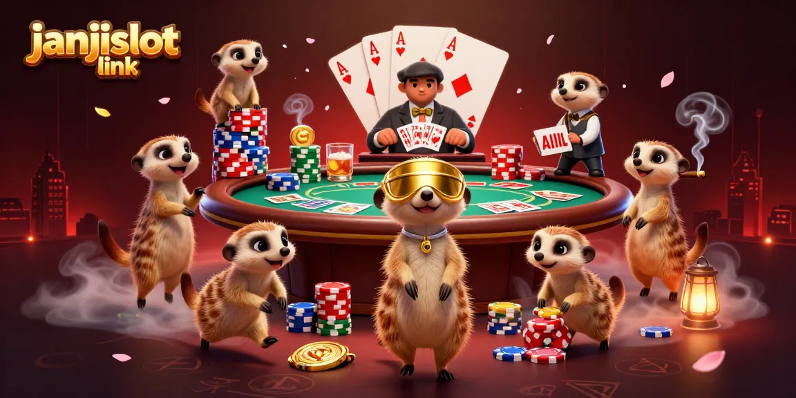 Experience the janjislot link excitement in this vibrant meerkat casino operation illustration with dynamic gameplay elements.