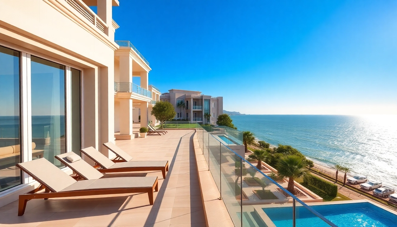 View of gorgeous Alanya apartments for rent with ocean views and spacious balconies.