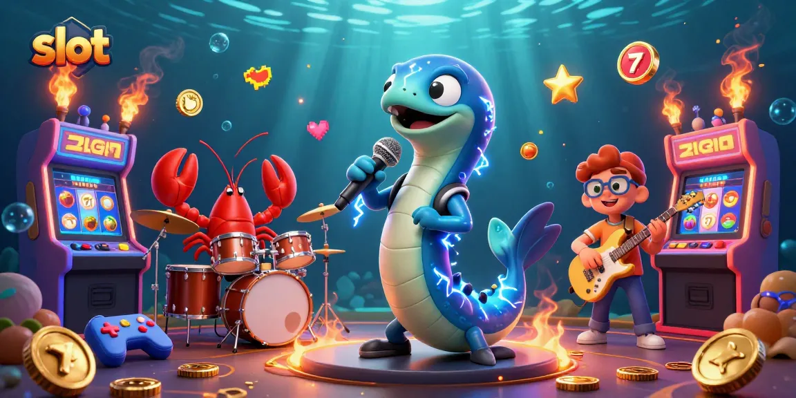 Spin thrilling slot reels with the energetic DJ eel in an underwater casino scene.