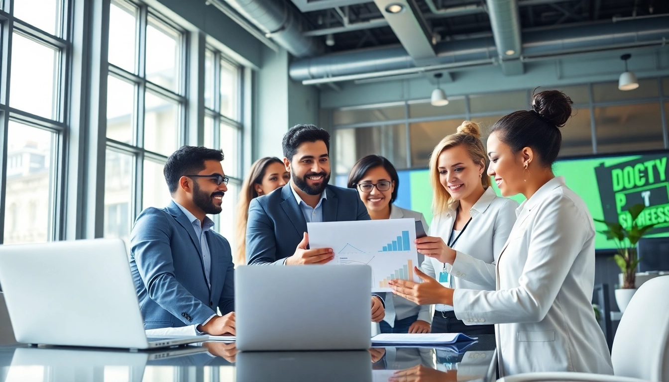 Professionelles Team der seo agentur düsseldorf arbeitet in modernem Büro für digitale Marketingstrategien.