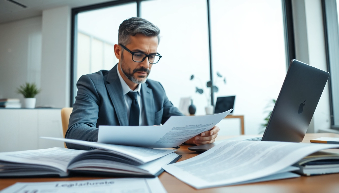 Professional 'traduttore giurato' translating legal documents in a modern office.