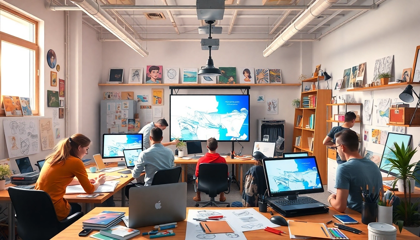 Animationsagentur in einem kreativen Studio, wo Künstler an spannenden Projekten arbeiten.