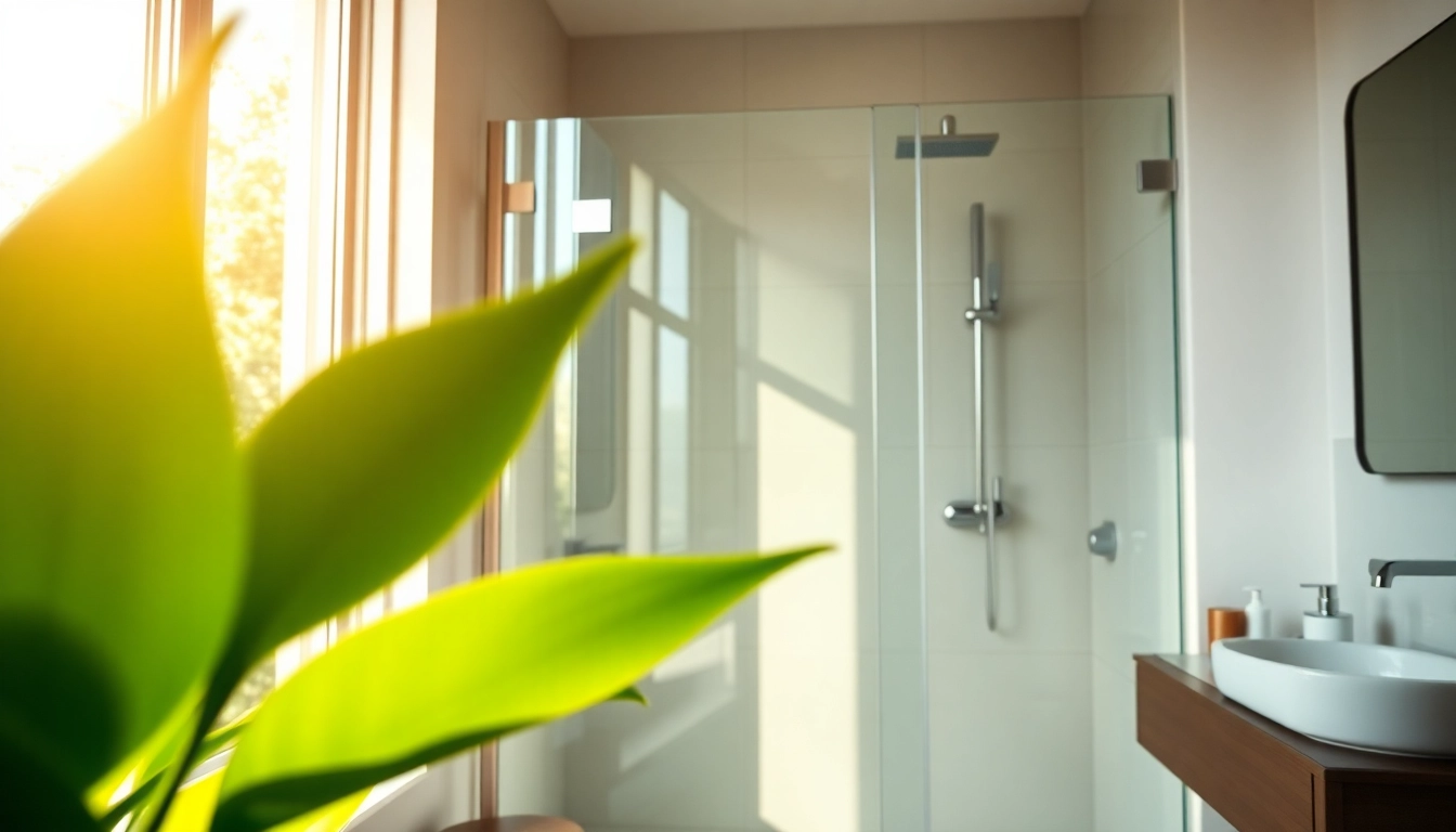 Le salon de bains ensoleillé avec les douches modernes de sunny showers france