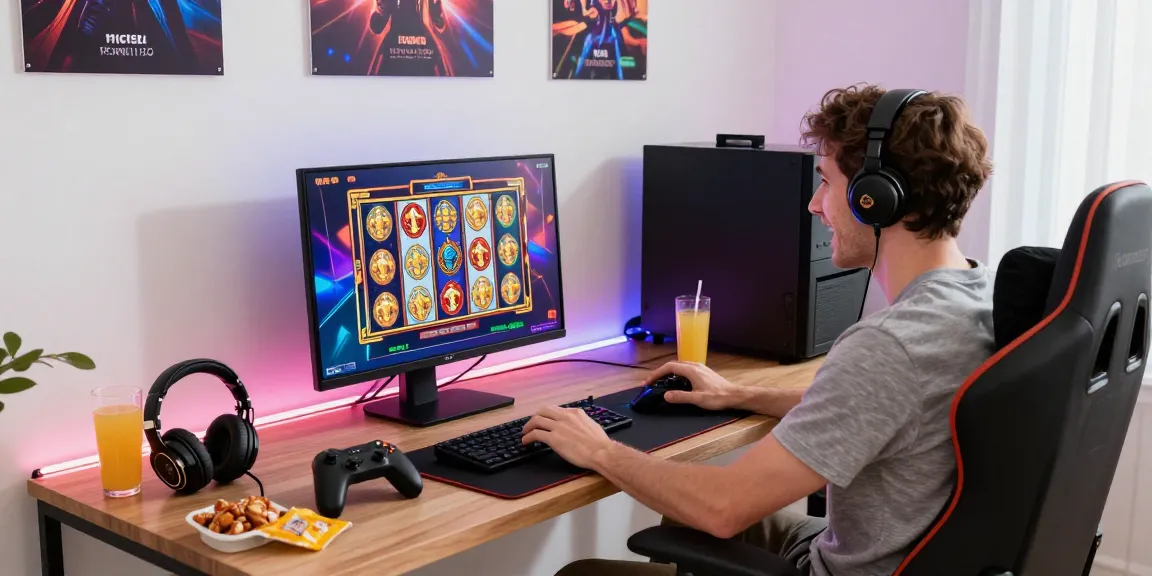 Exciting scene of slot deposit 5000 online gaming with colorful graphics and cozy atmosphere.