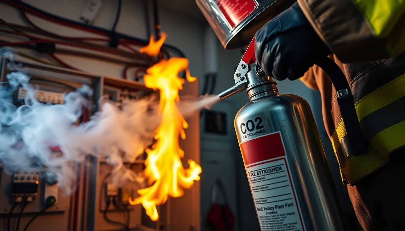 Using an electrical fire extinguisher to extinguish flames from an electrical source.