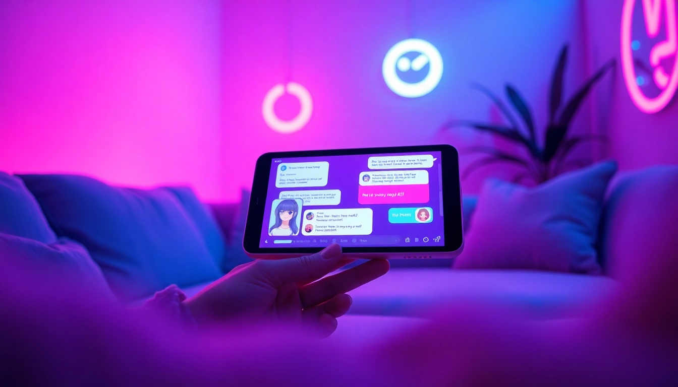 Interactive NSFW character AI chat interface featuring vibrant animations and engaging design.