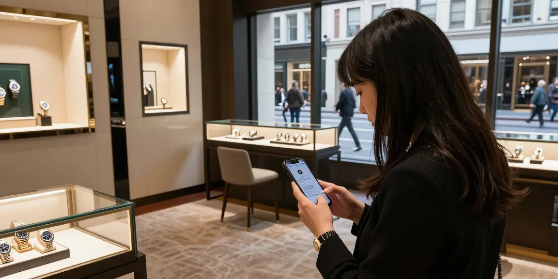 Examine a stunning rolex replica watch in a luxury boutique setting