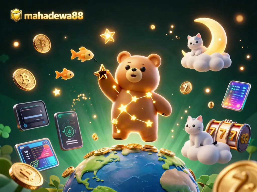 Experience the thrill of mahadewa88 slots with stunning visuals and interactive characters in a colorful scene.