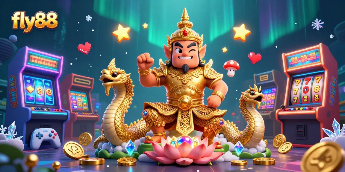 Experience exhilarating gaming with fly88, featuring an intricate temple guardian and vibrant casino elements.