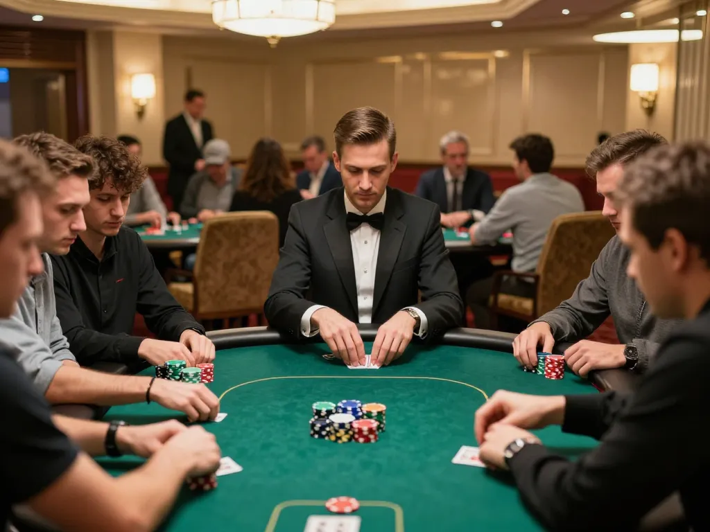 u888poker enhances your strategy at a high-stakes poker table with vibrant chips and dealers