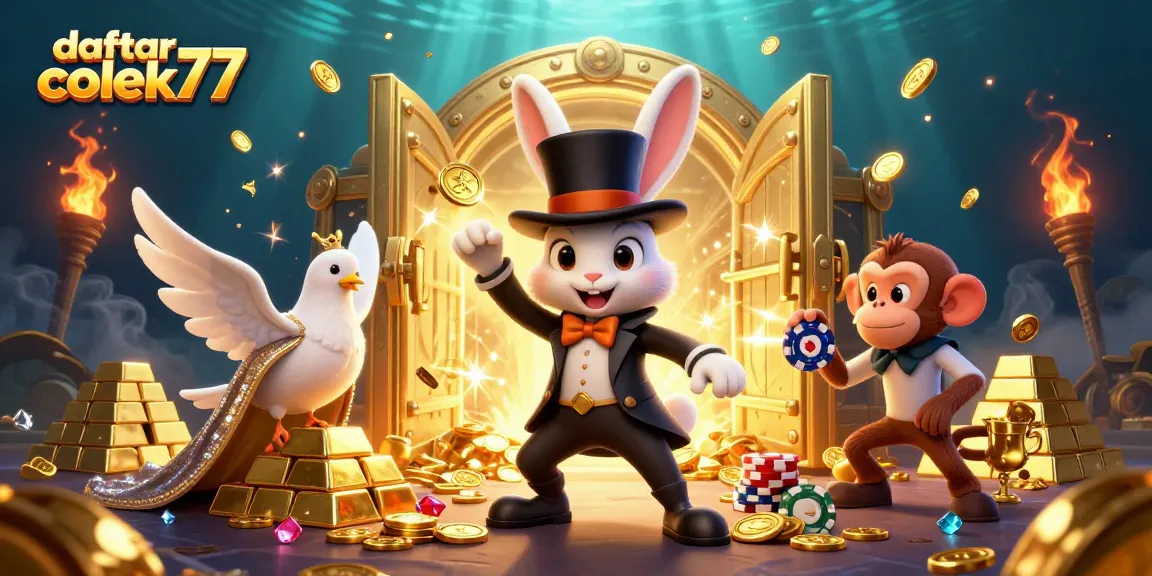 Experience the thrill of daftar colek77 with a magical 3D casino scene full of treasures.