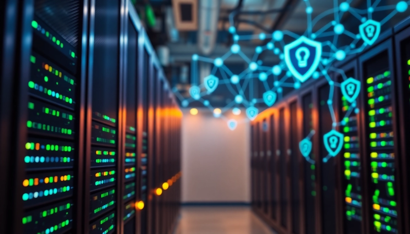CDN with DDoS Protection system in a professional data center environment, highlighting security features.